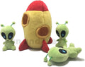 MODERN WAVE - Interactive Squeaky Plush Hide and Seek Squirrel Type Puzzle Toy for Dogs, Small Size (Spaceship and Aliens)
