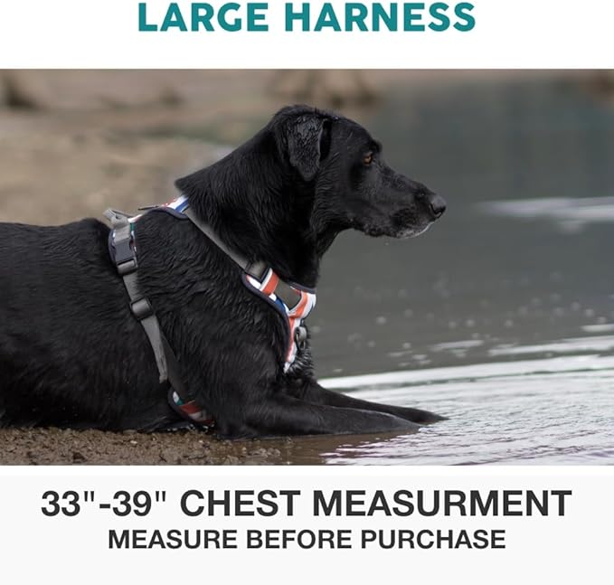 Embark Adventure Dog Harness, Reflective Trim No Pull Dog Harness for Large Dogs - Military Grade Nylon, Front Clip with Gel Lined Handle.