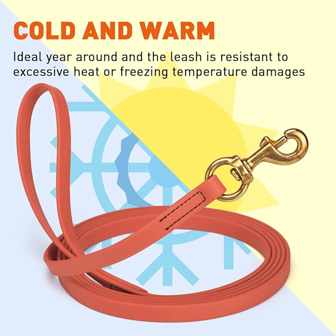 Viper K9 Biothane Working Dog Leash Waterproof Lead for Tracking Training Schutzhund Dog Sport & Search - Odor-Proof Long Line with Solid Brass Snap for Puppy Medium and Large 5/8" x 15ft Coral
