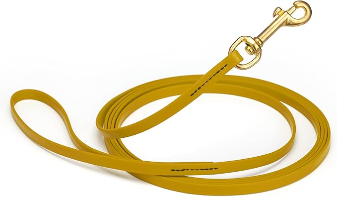 Viper Biothane K9 Working Dog Leash Waterproof Lead for Tracking Training Schutzhund Odor-Proof Long Line with Solid Brass Snap for Puppy Medium and Large Dogs, 33ft Treasure Gold