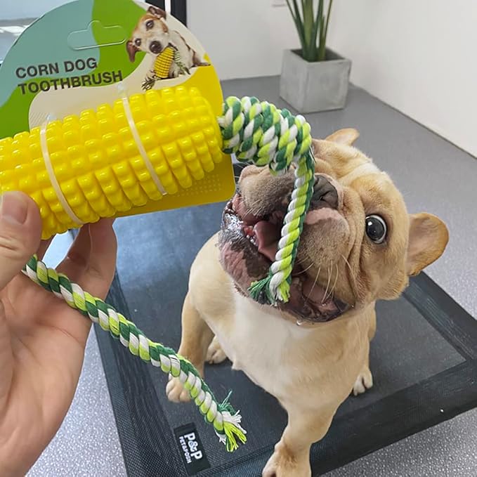 Dog Chew Toys for Aggressive Chewers, Indestructible Tough Durable Squeaky Interactive Dog Toys, Puppy Teeth Chew Corn Stick Toy for Small Meduium Large Breed