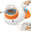 2-in-1 Interactive Dog Puzzle Toy & Slow Feeder - Duck-Shaped Treat Dispenser, Press Tail to Rotate & Release Snacks, Food-Grade ABS, Washable for Small/Medium Dogs & Cats,White