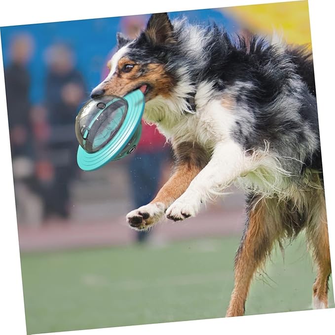 Dog Puzzle Toy, Sky Blue UFO Shapped Treat Dispenser, Food Dispensering Ball for Training and Metal Stimulation,Multifunctional Rolling Leakage Dvice