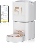 Automatic Cat Feeder with WiFi-5Ghz, APP Control Timed Cat Dry Food Dispenser with Remote Feeding, 5L Auto Pet Feeder up to 10 Meals 1-15 Portion Control Per Day, Auto Dog Feeders for Cats Dog