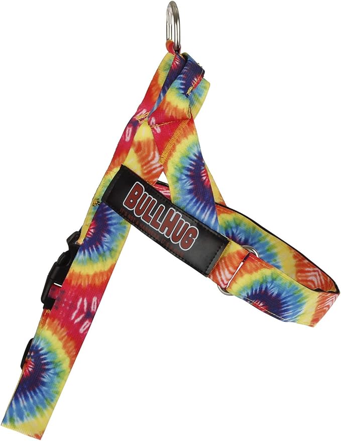 BULLHUG Adjustable Dog Harness– No Pull, No Choke – for English Bulldogs, French Bulldogs, Pugs & Broad-Chested Breeds – Easy, Safe Walks (TIE DYE, Medium)