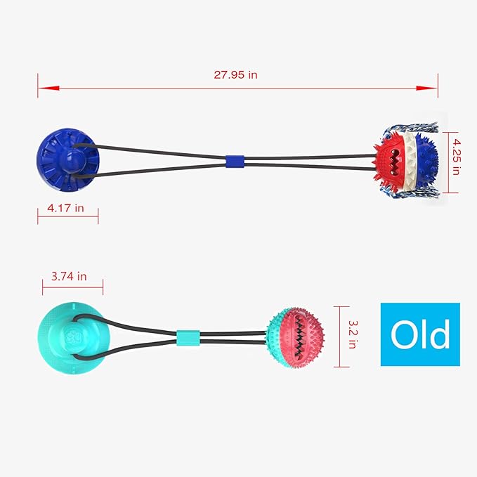 Carllg Dog Toys for Aggressive Chewers Large Breed, Suction Cup Tug of War Pull Toy, Interactive Rope Squeaky Dog Chew Toy Indestructible