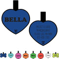 Silicone Silent Dog Tag Personalized with 5 Lines of Custom Deep Engraved Durable Soundless Pet ID Name Tag Heart Blue