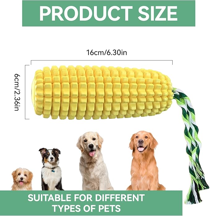 16 CM Corn Dog Toy, Durable Toys for Aggressive Chewers, Rubber Dog Squeaky Toys, Puppy Teething, Puppy Toy to Keep Them Busy for Small Medium and Large