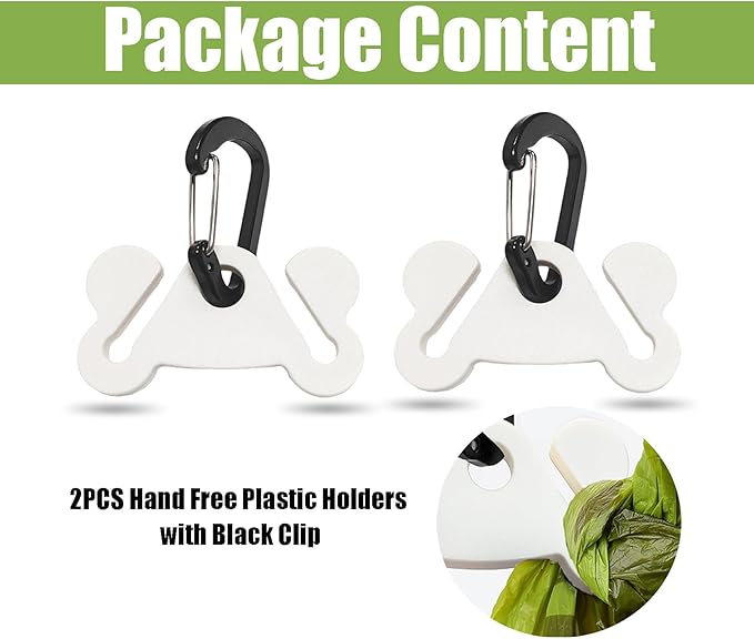 Dog Poop Bag Holder for Waste Bags Dispenser Leash Dog Waste Bag Carrier Hand Free Walking Plastic Holder 2PCS White Holders