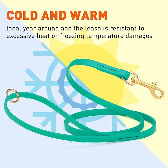 Viper Biothane K9 Working Dog Leash Waterproof Lead for Tracking Training Schutzhund Odor-Proof Long Line with Solid Brass Snap for Puppy Medium and Large Dogs 4ft, Teal