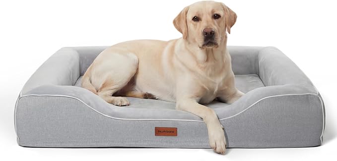 42 Inch XL Orthopedic Sofa Dog Bed for Large & Senior Dogs – Reinforced Foam Bolsters,No Collapse Support,Washable Cover,Grey