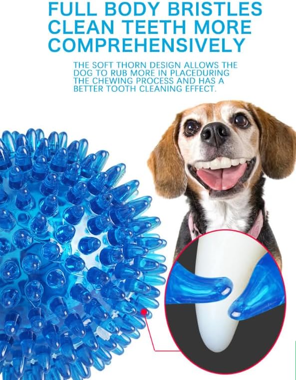 Soft Transparent Spiky Dog Chew Ball, 6.5 CM, Blue Bite Resistant Training Toy for Puppies and Cats Tool
