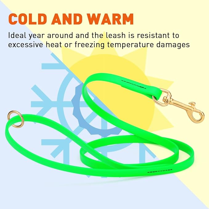 Viper Biothane K9 Working Dog Leash Waterproof Lead for Tracking Training Schutzhund Odor-Proof Long Line with Solid Brass Snap for Puppy Medium and Large Dogs 4ft, Tropical Green