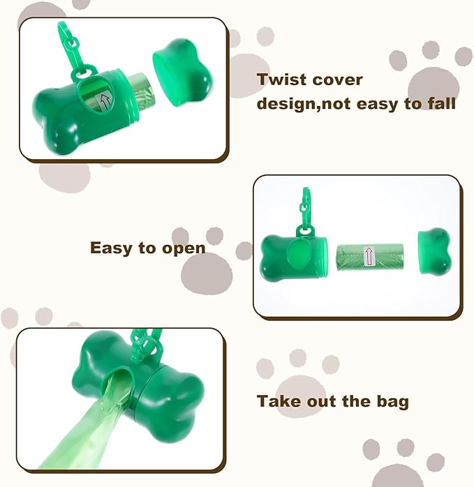 40 Pcs Dog Poop Trash Bag Holder Dispenser Plastic Dog Poop Waste Bag Holder for Leash with Hook and Leak Proof for Walking Hiking Camping (Bone)