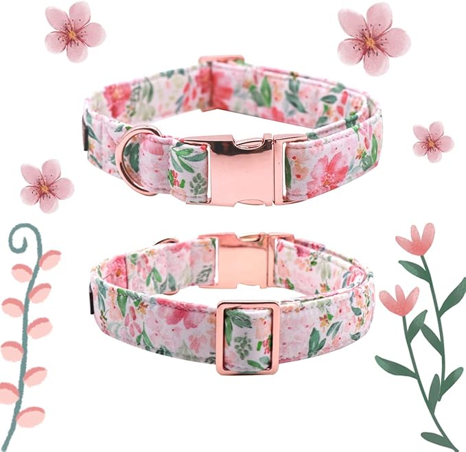Lionet Paws Dog Collar with Bow Tie - Soft Comfortable Adjustable Collars with Metal Buckle for Large Dogs, Neck 16-24 Inches