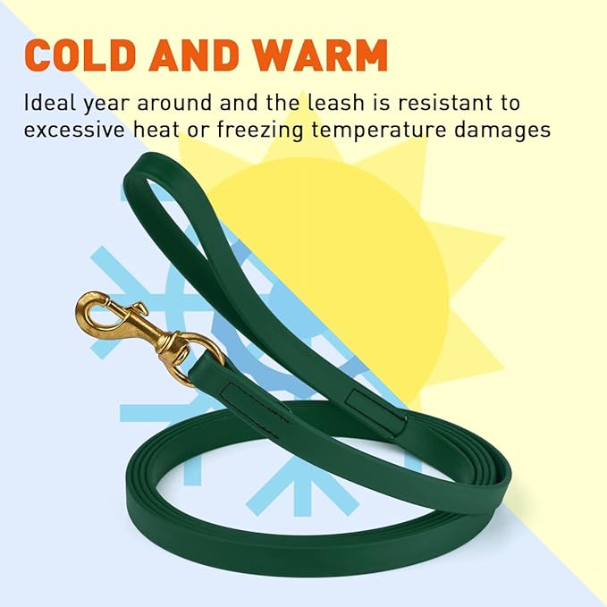 Viper K9 Biothane Working Dog Leash Waterproof Lead for Tracking Training Schutzhund Dog Sport & Search - Odor-Proof Long Line with Solid Brass Snap for Puppy Medium and Large 3/4" x 15ft Hunter Green