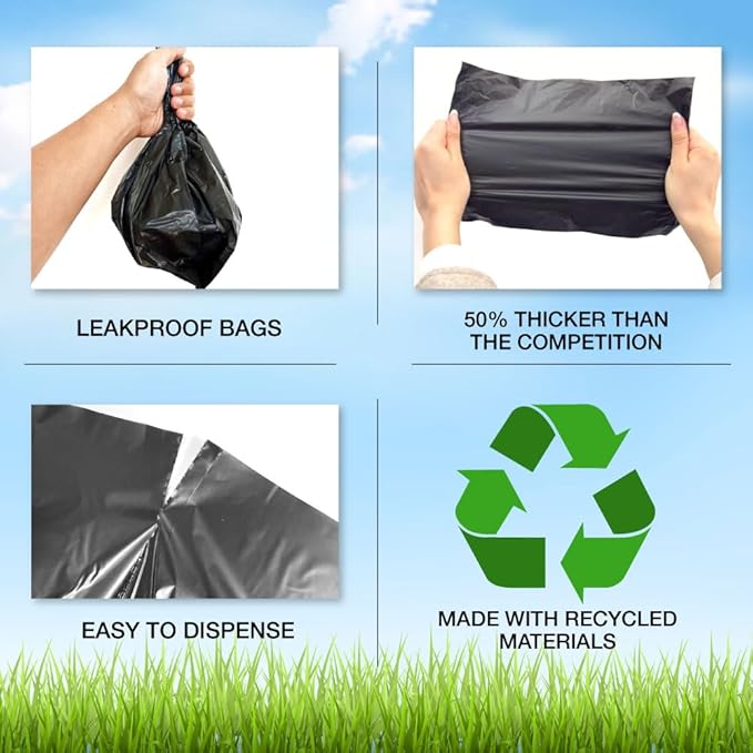 2000 Dog Poop Header Bags - Extra Strong, Leak-Proof, Easy Pull - Partially Made with Recycled Materials - Bulk Packs for Parks, HOAs, Apartments