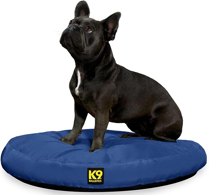 K9 Ballistics Tough Round Nesting Pillow Dog Bed - Removable Cover, Washable, Durable & Water Resistant Indoor/Outdoor Bed - Small, Blue Quartz