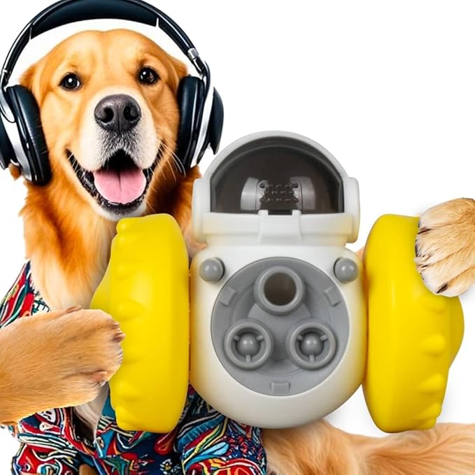 GRETEGO G&GO Dog/Cat Interactive Slow Feeder Puzzle Toy, Cognitive Dog Toys, Dog Treat Dispenser Toy, Interactive Pets Toys for Indoor, Treat Dispensing Dog Toys, Slow Eating Dog Bowl (Yellow)