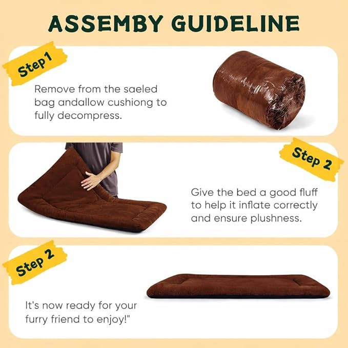 Dog Crate Pad 24 Inch, Washable Plush Crate Mat for Small Dogs and Puppies, Anti Slip Kennel Pad for Metal Crates, Indoor Use and Travel, Brown