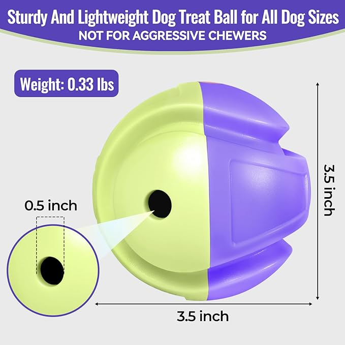 Giggle Ball, Interactive Dog Toy, Giggling Sounds When Rolled or Shaken, ABS Dogs Puzzles Feeder Slow Feeding for/Small/Medium/Large Dogs Purple-Green