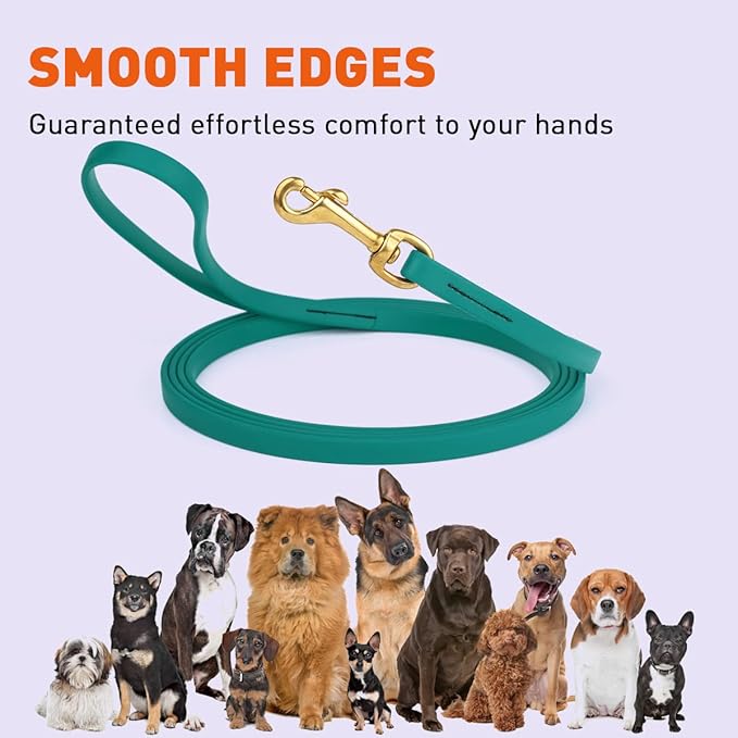 Viper K9 Biothane Working Dog Leash Waterproof Lead for Tracking Training Schutzhund Dog Sport & Search - Odor-Proof Long Line with Solid Brass Snap for Puppy Medium and Large 1/2" x 10ft Blue Aqua