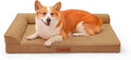 Orthopedic Dog Bed Medium Size Dog, Memory Foam Dogs Bed for Medium Dogs, Washable and Removable Microsuede Cover, Waterproof Liner, Non-Skid Bottom, 35x23x6 Inches, Khaki
