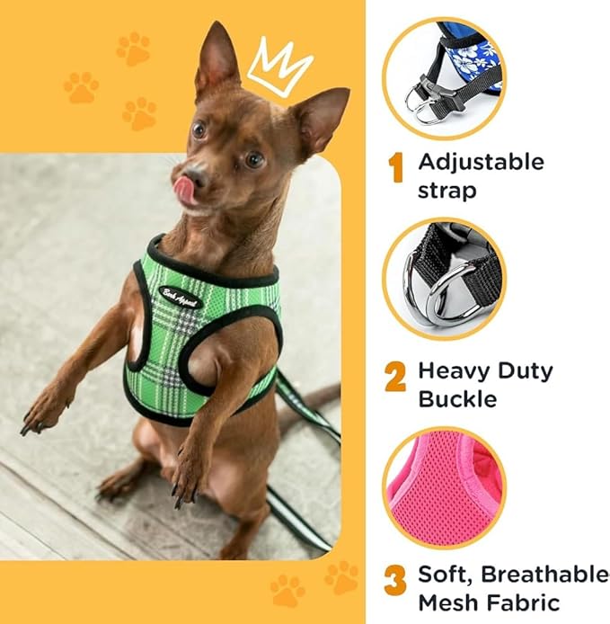 Bark Appeal Red Hibiscus Step-in Dog Harness for Small to Medium Sized Pets – Updated Sizing, Re-Measuring is Essential – Soft Vest Harness – Anti-Choke with Adjustable Strap & Heavy Duty Clip – M