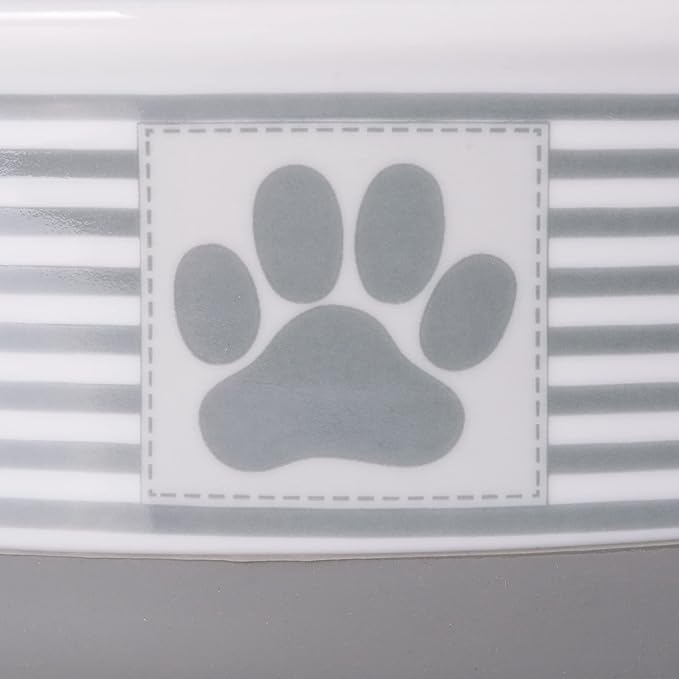 Bone Dry Paw & Patch Ceramic Pet Collection, Small Bowl, 4.25x2", Gray