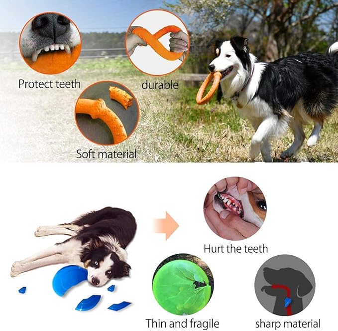 LaRoo Floatable Dog, Fetch Toy & Ring Tug Toy - Teething Relief, Catch, Water Fun, Pet Training Outdoor Durable Chew Toys for Small Medium Dogs (Orange)