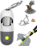 Dog Poop Bag Dispenser with Flashlight|Dog Poop Bag Holder with Leash Clip|Hands-Free Leash Holder with Straps and 1 Roll Waste Bags (Light Grey)