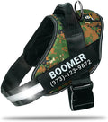 Personalized No-Pull Dog Harness with Name Patch, Adjustable, Reflective, Padded, Heavy Duty Pet Vest to Prevent Tugging, Pulling, or Choking, Training and Walking, Military Green, M