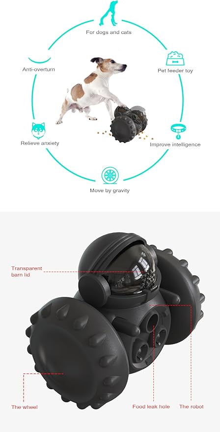 GRETEGO G&GO Dog/Cat Interactive Slow Feeder Puzzle Toy, Cognitive Dog Toys, Dog Treat Dispenser Toy, Interactive Pets Toys for Indoor, Treat Dispensing Dog Toys, Slow Eating Dog Bowl (Black)