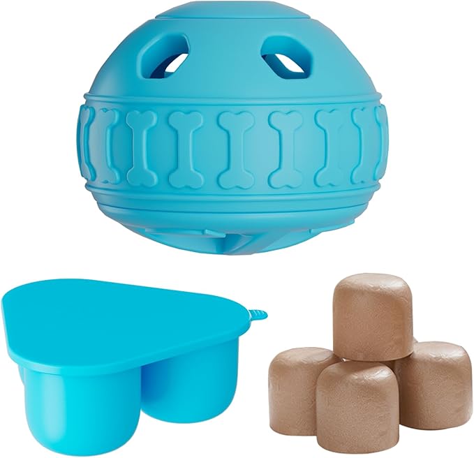 2 in 1 Interactive Dog Toy and Silicone Tray with Lid, Dog Enrichment Toys for Large Dogs 25-75 lbs, Freezable Dogs Chew Toy to Keep Them Busy, Frozen Treat Dispensing for Slow Food Training