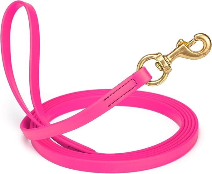 Viper Biothane K9 Working Dog Leash Waterproof Lead for Tracking Training Schutzhund Odor-Proof Long Line with Solid Brass Snap for Puppy Medium and Large Dogs, 10ft Passionfruit Pink