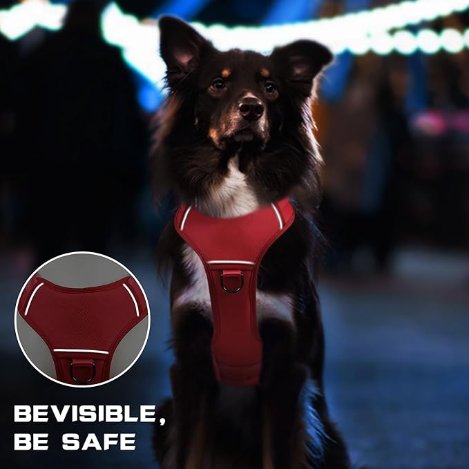 Escape Proof Dog Harness,Soft Padded Full Body Pet Harness,No Pull Tactical Working MOLLE Vest with 4 Pet Patches,Service Dog Vest Harness for Large Dogs Walking Hiking Training