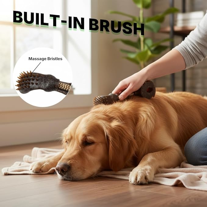 Multifunctional Dog Toy - Interactive Tug of War Puzzle with Massage Bristles, Durable Chew for Dental Health