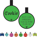 Silicone Silent Cat Tag Personalized with 5 Lines of Custom Deep Engraved Durable Soundless Pet ID Name Tag Round Small Green