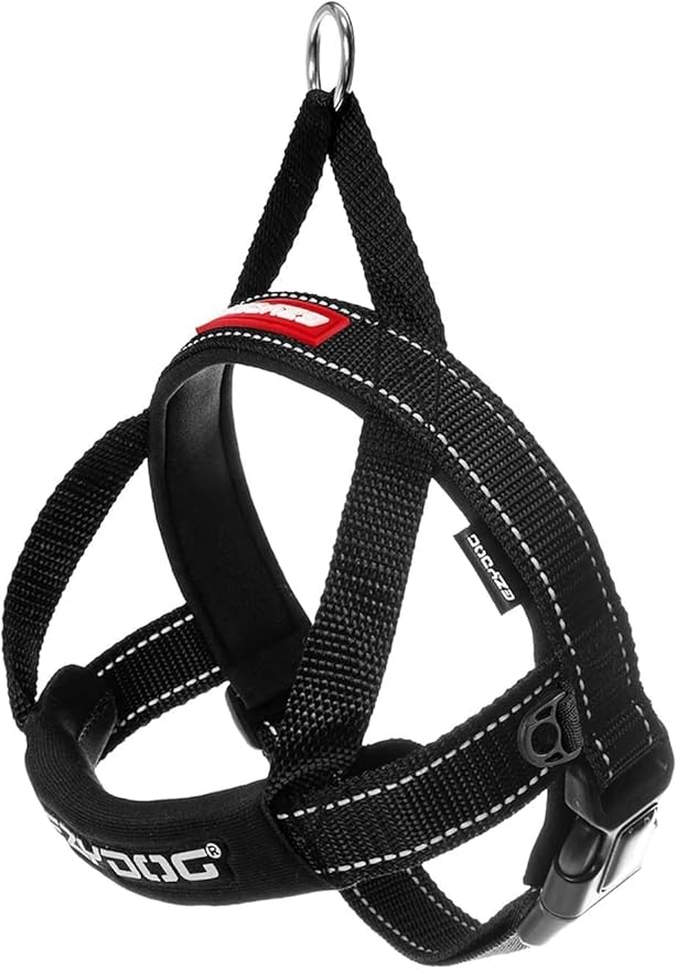 EzyDog Quick Fit Dog Harness – No Pull Harness for Training, Everyday Walking, and Easy Control - Adjustable Fit, Reflective, and Padded (Small, Black)