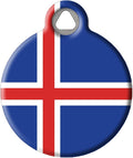 Dog Tag Art Icelandic Flag Personalized Pet ID Tag for Dogs and Cats, Silent Polymer Coated Stainless Steel Flag of Iceland Nametag with Customized Identification Information - Small .875" Diameter