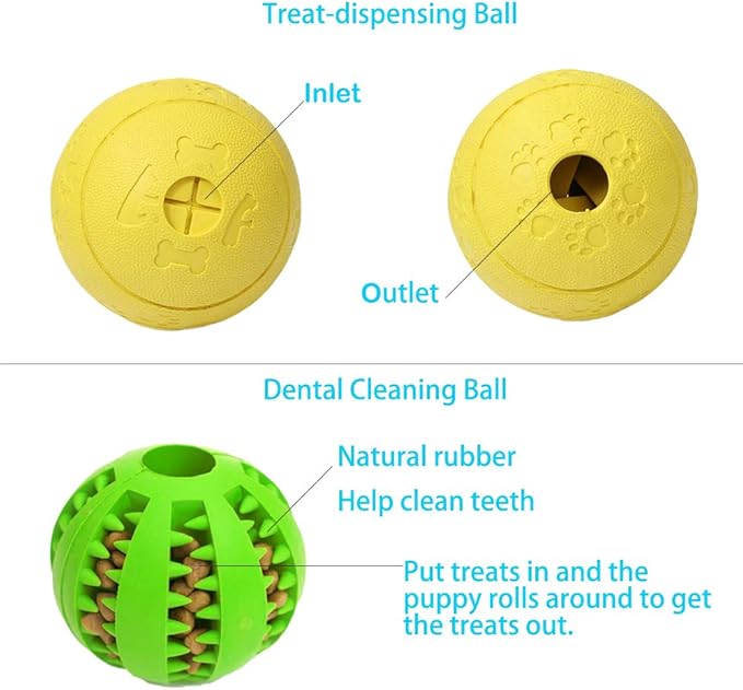 5 Different Functions Interactive Dog Toys, Puzzle Toys, Dog Balls for Medium Large Dogs, Dog Squeaky Balls, Food Treat Dispensing Toys