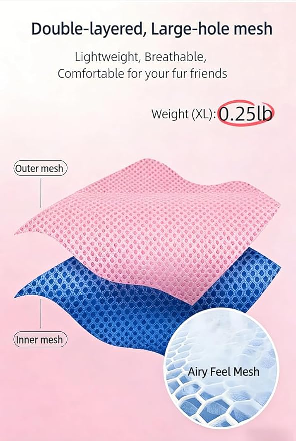 Dog Harness and Leash Set-No Pull No Choke Step-in Pet Harness for All Weather Lightweight Adjustable Cat Harness Breathable Soft Mesh Puppy Vest with Hook & Loop Fastener Buckles D-Rings-Blue+Pink-XS
