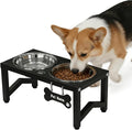 Elevated Dog Bowls, Metal Raised Dog Bowl Stand with 2 Thick 34oz Stainless Steel Food Bowls- 6.6" Tall for Small/Medium Breeds