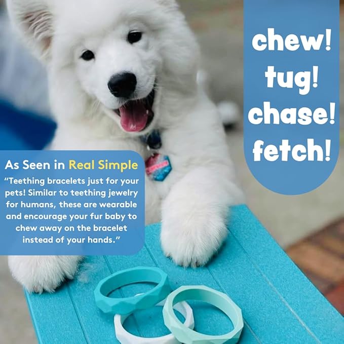 Puppy Teething Rings, Bracelet Food Grade Silicone Chew Toys for Small Dogs and Medium Dog, Puppy Nipping Solution Toys, Chew Toys for Puppies 0-6 Months - Bubble Gum