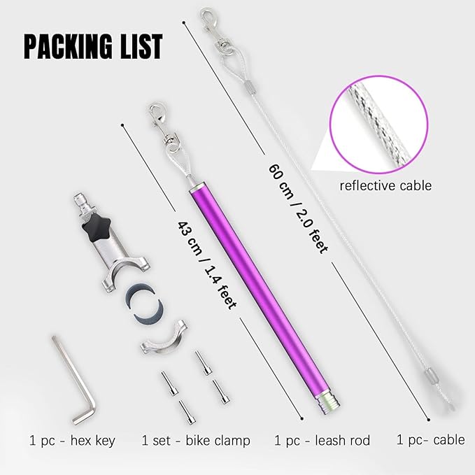 Hands-Free Bicycle Dog Leash for Medium & Large Dogs - 180° Rotating/Fixed Attachment, Shock-Absorbing Spring & Quick-Release Connector, Durable Cycling Leash for Safe, Smooth Rides with Pets (DBL-P)