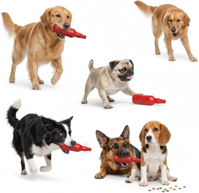 Wine Bottle Dog Toy, Cute Dog Toys for Aggressive Chewers, Bottle Chew Toys for Dogs, Interactive Dog Toys for Large/Medium/Small Dogs to Keep Busy, Dog Swimming Toys
