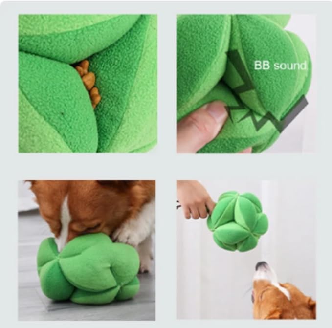 SNIFF-N-Squeak Broccoli Snuffle Ball | Interactive Treat Dispenser & Squeaky Toy for Dogs | Mental Stimulation & Slow Feeding | Durable & Safe | Green