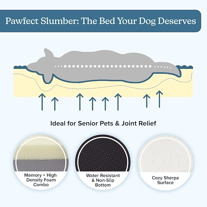 Orthopedic Dog Bed - 2-Layer Memory Foam Crate Mat with Machine Washable Sherpa Cover - 20x15 Pet Bed for Small Dogs Up to 20lbs by PETMAKER (Gray)