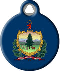Dog Tag Art Vermont Flag Personalized Pet ID Tag for Dogs and Cats, Silent Polymer Coated Stainless Steel Vermonter Flag Nametag with Customized Identification Information - Small .875" Diameter