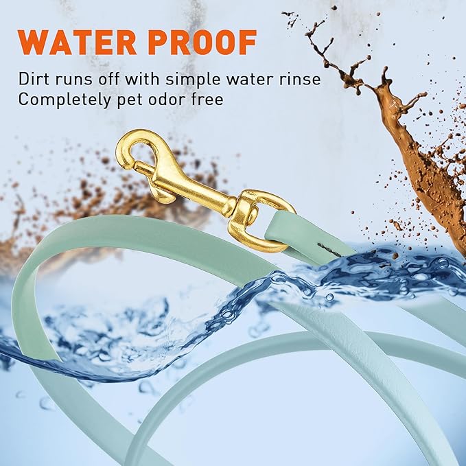 Viper Biothane K9 Working Dog Leash Waterproof Lead for Tracking Training Schutzhund Odor-Proof Long Line with Solid Brass Snap for Puppy Medium and Large Dogs, 33ft Sage Green